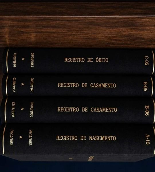 Livros de registro com lombada gravada em dourado