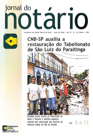 Capa do Jornal do Notário nº 133, janeiro de 2010